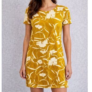 Ann Taylor Mustard Floral Tunic Dress / Top Womens M Casual Summer Lightweight